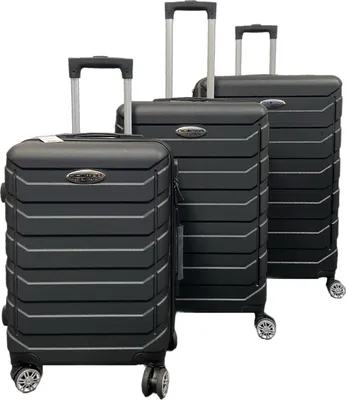 Produktbild von Hartschalenkoffer Set 3tlg Kunststoff Reisekoffer Trolley m. Rollen 360° drehbar, Farbe:anthrazit