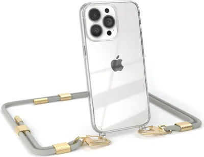 Produktbild von EAZY CASE Handykette für Apple iPhone 13 Pro, Transparente Silikonhülle mit Band, Clear Case, abnehmbar in  Beige