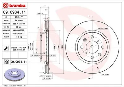 Produktbild von Bremsscheibe BREMBO 09.C934.11