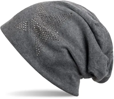 Produktbild von styleBREAKER klassische Uni Beanie Mütze mit Stern Strass Applikation, warm 04024023