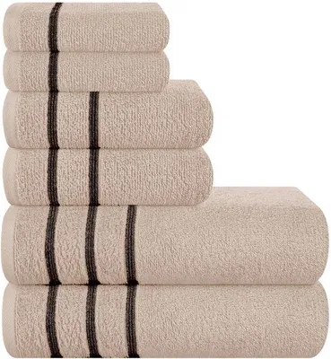 Immagine prodotto di Set di asciugamani Unyqoos® da 6 pezzi, 100% cotone, extra morbido: 2 asciugamani da bagno da 70x140 cm, 2 asciugamani da 40x60 cm, 2 spugne da 30x30 cm, ideali per bagno, doccia e spa