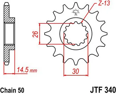 Produktbild von JTSPROCKETS Kettenritzel JTF340.18 vorne 14.5mm Chromstahl