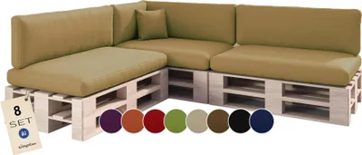 Produktbild von sunnypillow Palettenkissen für Palettenmöbel - 8er Set - Palettenauflage für Palettensofa für Haus Garten - Palettenpolster mit abnehmbarem Bezug für Europaletten - Rückenkissen & Sitzkissen Beige