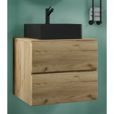 Produktbild von VCM 2-tlg. Waschplatz Waschtisch | schwarzes Waschbecken Unterschrank Breite 60 cm |  Badmöbel Set mit Schubladen | Lendas S BL
