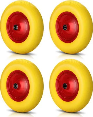 Produktbild von Yakimz Schubkarrenrad mit Achse Räder Vollgummi Ersatzrad Reifen 4.80/4.00-8 390 mm PolyurethanSchubkarrenrad 4X