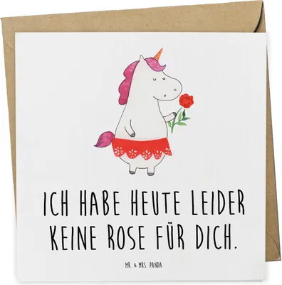 Produktbild von Mr. & Mrs. Panda Grußkarte Einhorn Dame - Weiß - Geschenk, Einhörner, Bachelor, Glückwunschkarte, Klappkarte, doppelkarte, Unicorn, faltkarte, Trennung, anlasskarte, Frau