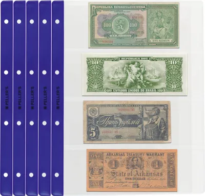 Produktbild von Banknotenhüllen - Briefehüllen für Sammelalbum PELLER'S XL, 4 Fächer 219mm x 75mm auf jeder Sammelhüllen. 10er pack.