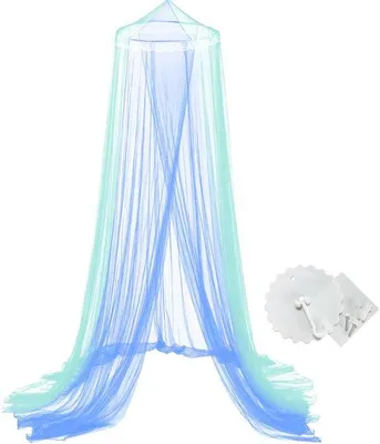 Image de Moustiquaire Ibenzoa® pour lit – bleu, en nylon, 250 x 60 x 1050 cm, protection contre les insectes pour lits simples et doubles, moustiquaire de voyage légère