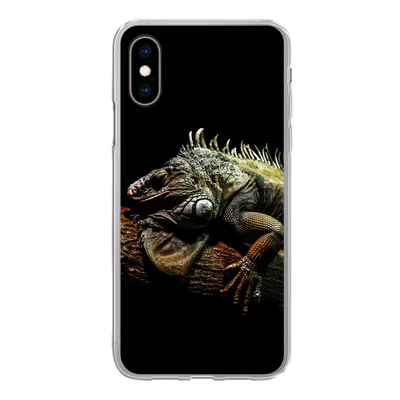 Produktbild von MuchoWow® Handyhülle Schutzhülle Hülle für iPhone X Tier - Zweig - Schwarz Silikon Softcase Handy Hülle - Handyhülle