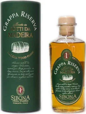 Produktbild von Sibona Grappa di Riserva Botti da Madeira + Box 500ml 40% Vol.