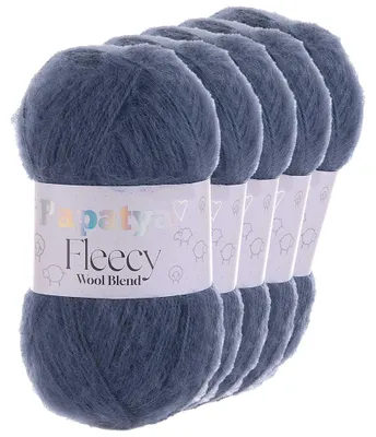 Papatya Fleecy Kuschelgarn 20% Wolle veredelt Oeko-Tex Häkelgarn Strickgarn stahlblau