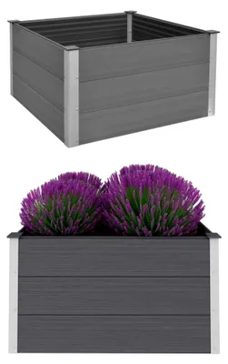 Produktbild von Garten-Hochbeet WPC 100 x 100 x 54 cm Grau, Palettenrahmen, Hochteich, Gemüsebeet, Kräuterregal Balkon, Blumenbeet, Kräuterspirale, Tomatenbeet, Pflanzhochbeet