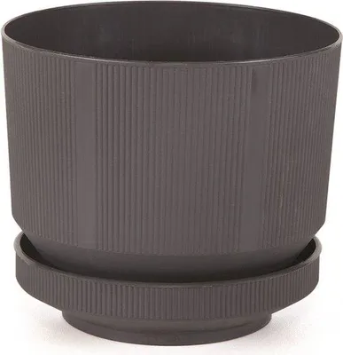 Image de 3 pots de fleurs nthracite de 6 litres avec drainage et soucoupe, 23 x 19 cm, pour l'intérieur et l'extérieur