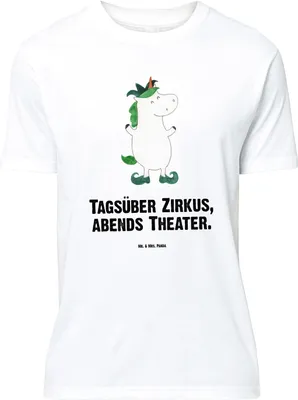 Produktbild von Mr. & Mrs. Panda Größe M T-Shirt Einhorn Joker - Weiß - Geschenk, Einhörner, Unicorn, mit Spruch, Hofnarr, Gaukler, Tshirt, Shirt, Herren, Mittelalter