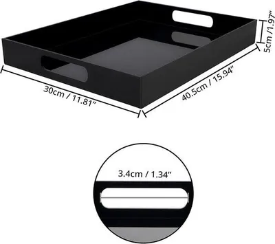 Produktbild von Famanu Serviertray Schwarz - Rechteckiger Acryl Tafelorganizer mit Griffen - 40,5 x 30 cm - Modernes Design