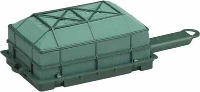 Produktbild von OASIS® Nass-Steckmasse AMANTA für Blumengestecke, Griff, Gitter, Kunststoffunterlage, grün, 29x12x7,5cm - Nasssteckschwamm
