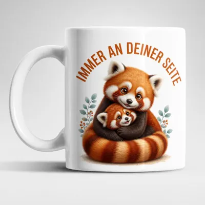 Produktbild von Immer an deiner Seite Tasse 325 ml Keramik Tiermotiv Geschenkidee Bunt - Roter Panda