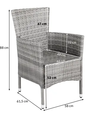 Image de Set de 2 chaises de jardin en polyrotin 88 x 59 x 59 cm gris Fauteuils avec coussins 7 cm Mobilier de jardin extérieur
