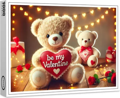 Image de Puzzle haut de gamme raxxa « Ours en peluche avec un cœur - Le cadeau idéal pour la Saint-Valentin », 1 000 pièces