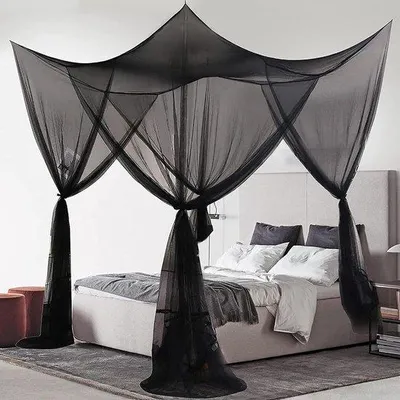 Immagine prodotto di Letto a castello quadrato di grandi dimensioni, 190x210x240 cm, nero, per la cameretta dei bambini, con griglia a maglie fini.