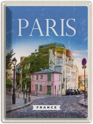 Produktbild von vianmo Blechschild 40x30 cm Paris France Architektur Bildmotiv Reisemotiv Abenteuer Reisen Straße Stadt Urlaub