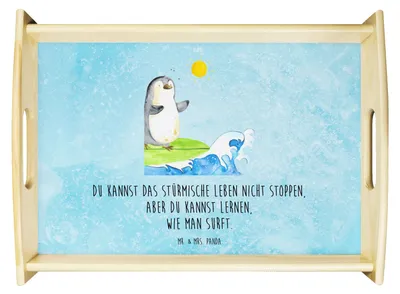 Produktbild von Mr. & Mrs. Panda Tablett Pinguin Surfer - Eisblau - Geschenk, Serviertablett, Hawaii, Servier, Portugal, Motiviert, Urlaub, Deko, Optimistisch, Bett-Tablett, Dekotablett