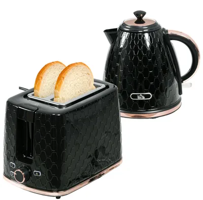 Zdjęcie produktu dla Zestaw: czajnik elektryczny i toster, pojemność: 1,7 l, kolor: czarny, wymiary: 17,7 x 27,4 x 18,8 cm