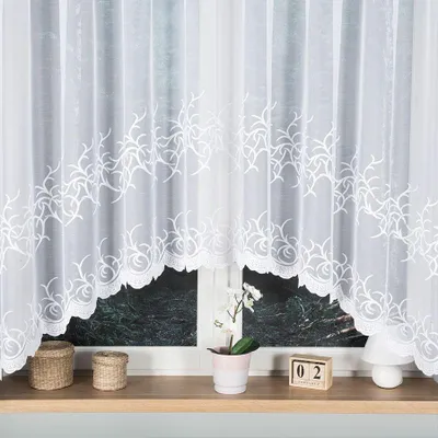 Produktbild von BAKARO - Fertiggardine aus Jacquard mit Schnitt unten - 420 x 160 cm - weiß