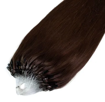 Produktbild von hair2heart Premium Microring Extensions Echthaar glatt - 25 Strähnen 1g 60cm 5/0 mittelbraun