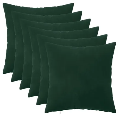 Image de vidaXL Coussins avec taies HEERLEN, lot de 6, vert foncé, velours
