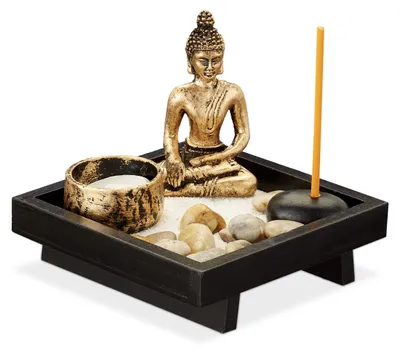 Productafbeelding van Omgoods - Zen Tuin met Boeddha, Keien, Zand en Theelichthouder