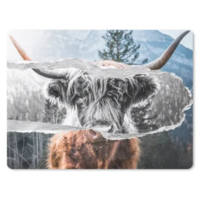 Produktbild von MuchoWow® Mauspad Mousepad Schottischer Highlander - Kuh - Schwarz - Weiß 40x30 cm - Mousepads - Maus Mat - Pad - Mausunterlage - Anti Rutsch
