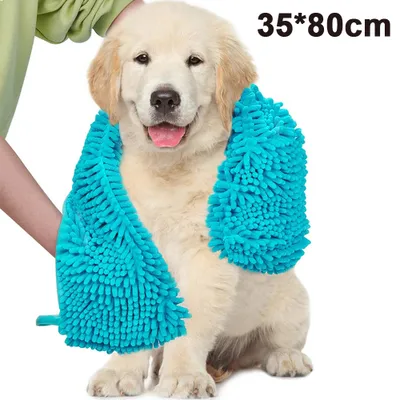 Produktbild von Handtuch für Hunde – super saugfähiges Hundehandtuch – schnell trocknend & maschinenwaschbar – Hund Mikrofaser Handtuch – Hund Badetuch – Haustier Mikrofaser Handtuch(80*35cm)