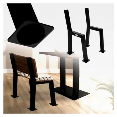 Produktbild von 2 Stück H-Form Bankbeine 47x77,5cm Schwarz aus Stahl, stabil, wetterfest und rostfrei, Bankgestell aus Metall mit Rückenlehne für den Außenbereich, DIY Gartenbank