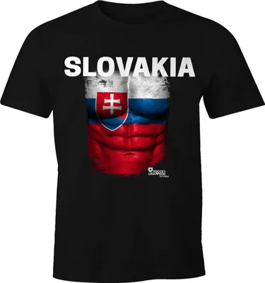 Produktbild von EM T-Shirt Herren Fußball Slowakei Flagge Fanshirt Waschbrettbauch MoonWorks® XL