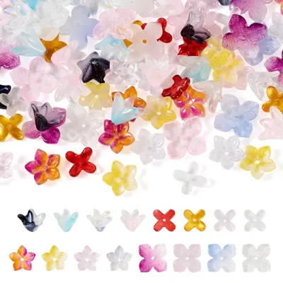 160 Blumen-Lampwork-Perlen, Glas, transparent, DIY-Schmuck