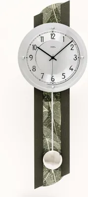 Produktbild von moderne Pendeluhr mit Natur-Baumblatteinlage - AMS Modell: 5324