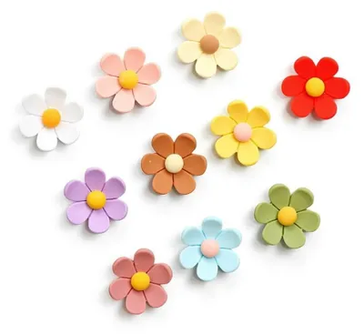Produktbild von Sechsblättrige Blumenmagnete - 10 Stück - Kühlschrankmagnete - Bunt
