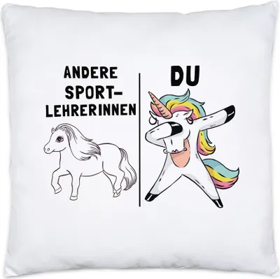 Produktbild von Andere Sportlehrerinnen Du Kissen Inkl. Füllung Pferd Einhorn Humor Lustig Unicorn Geschenk Apotheke