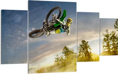 Produktbild von Bild auf Leinwand - Leinwandbild - Motorrad Extrem Spaß Wettbewerbe - 160x90cm - Wand Bild - Wanddeko - Leinwanddruck - Bilder - Kunstdruck - Leinwand bilder - Wandkunst - DL160x90-2854