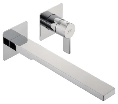 Productafbeelding van Kronenbach Krona 2.0 wastafelmengkraan, muurmodel, uitloop 24 cm, inclusief basislichaam