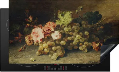 Produktbild von KitchenYeah© Herdabdeckplatte Obst - Stilleben mit Weintrauben - Alte Meister , 91x52cm, Küche Deko, Glaskeramikkochfeld Herdabdeckung, Abdeckplatte fùr Kochfeld