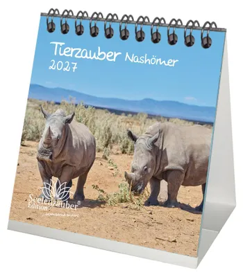 Produktbild von Tierzauber Nashörner Tischkalender 10x10cm für 2027 Nashorn - Seelenzauber