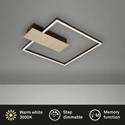 Produktbild von Briloner NICO LED Deckenleuchte dimmbar eckiges Design 12W Goldfarben Warmweiss