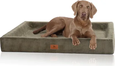 Produktbild von Knuffelwuff orthopädisches Hundebett aus Cord mit Handwebcharakter Santiago XXL 120 x 100cm Khaki