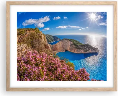 Produktbild von Gerahmtes Poster - Rahmen in heller Eiche - Meer Sommer Blume - 50x40 cm - Wand Bild - Wanddeko - Wandbilder - Wandposter - Bilderrahmen - Bilder - Kunstdruck - Wandbild - P2NAA50x40-3741