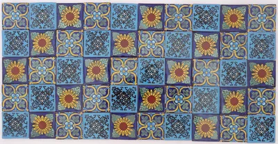 50 handgefertigte Talavera-Fliesen, 5 cm, Blautöne