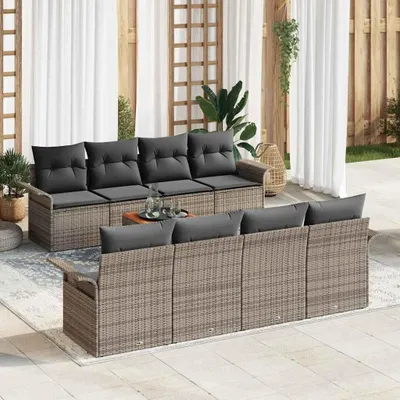Productafbeelding van Maison Exclusive - Set van 9 tuinbankkussens, grijs, van polyrotan