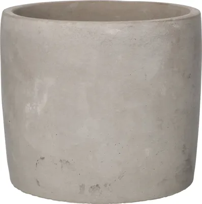 A plain, studio shot of a concrete planter.