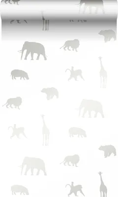 Produktbild von Origin Wallcoverings Tapete Tiere Weiß und Silber 53 cm x 10.05 m